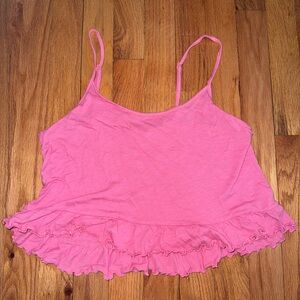 Pink American Eagle Ruffled Crop Top